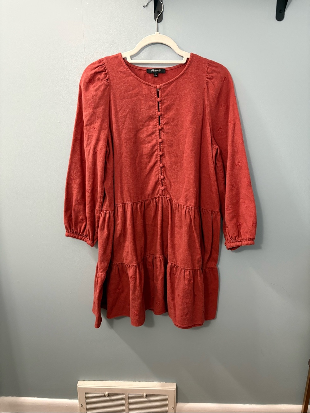 Madewell Rust Red 100% Cotton Tiered Dress